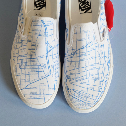 Charleston "Blue Print" Hand-drawn Shoes
