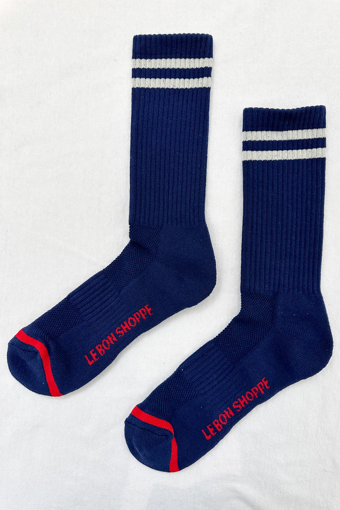 Extended Size Boyfriend Socks - Navy