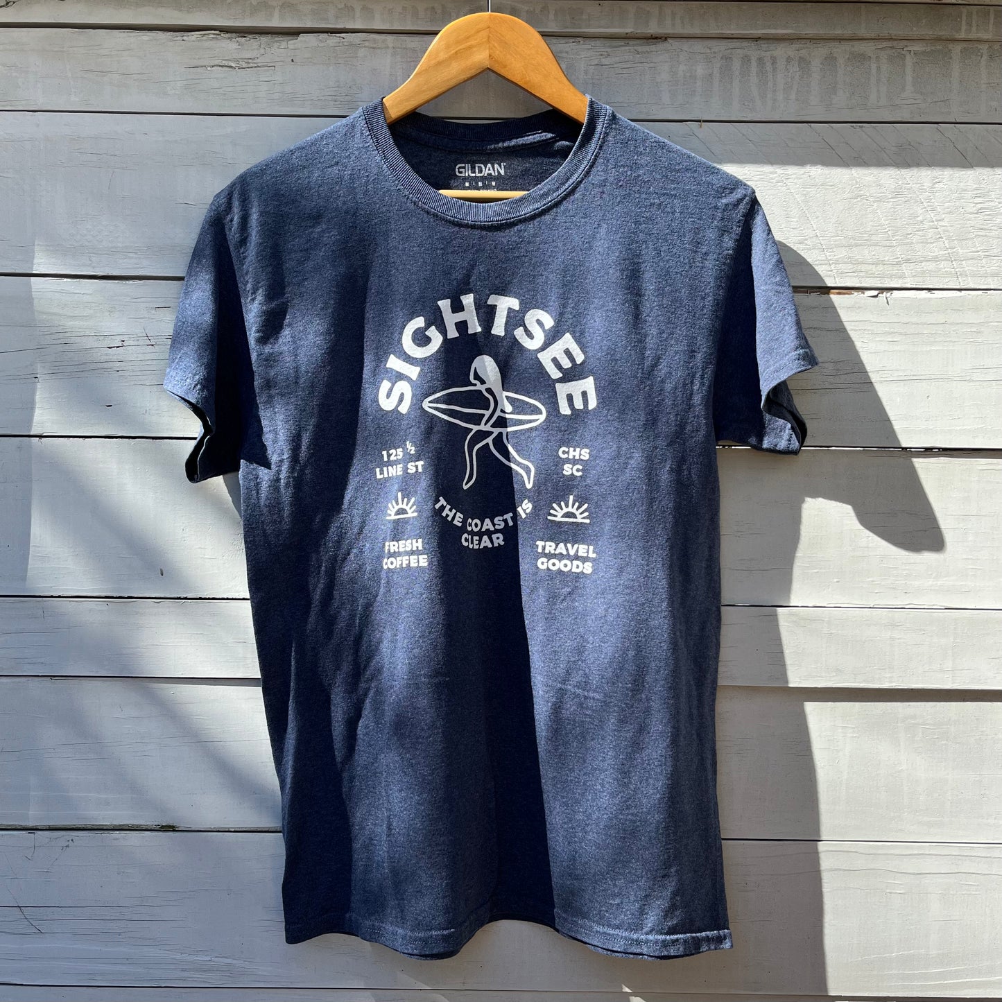 Upcycled Shirt: Gildan Heather Blue, M