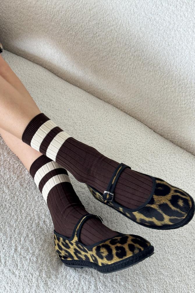 Her Varsity Socks - Espresso