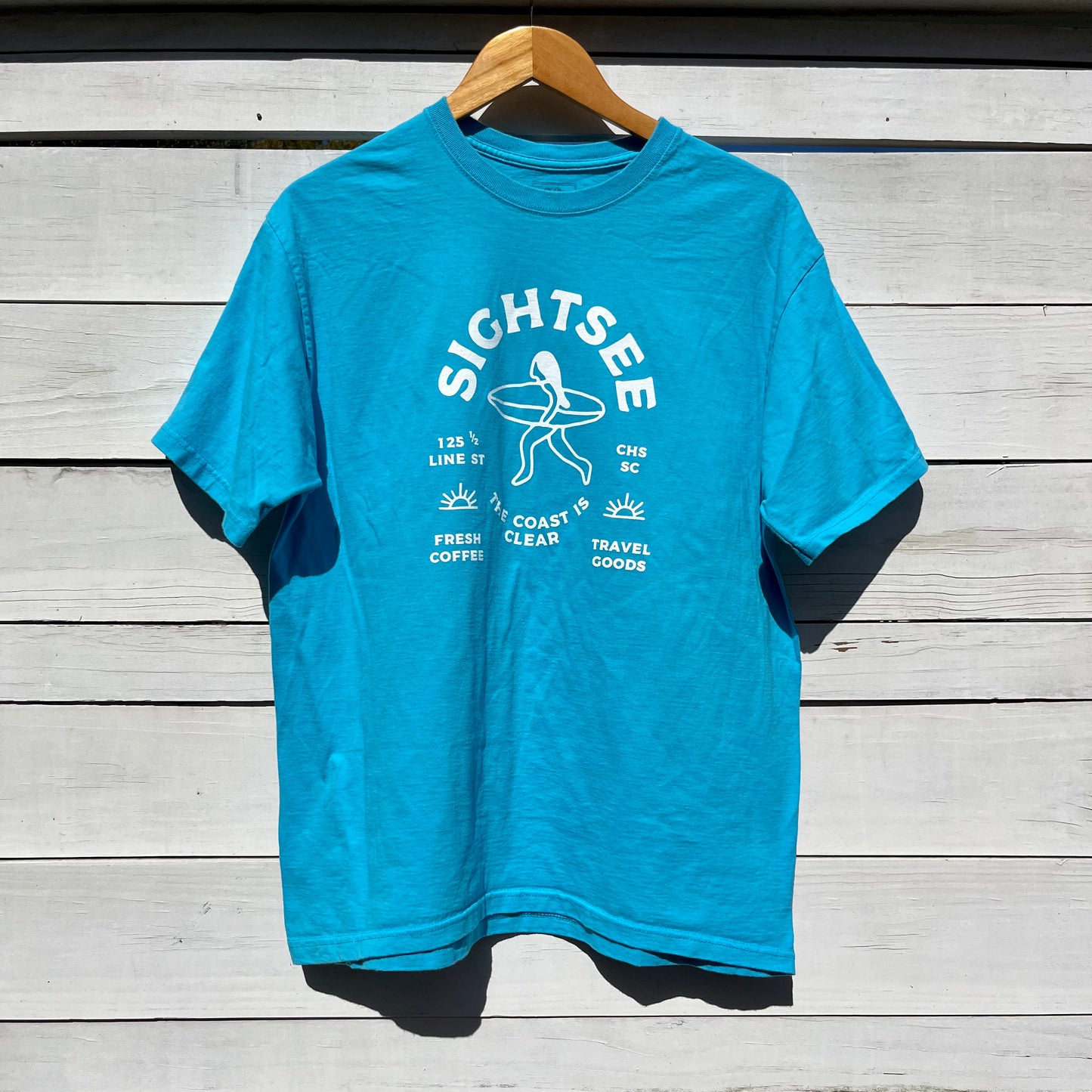 Upcycled Shirt: Bright Blue, L