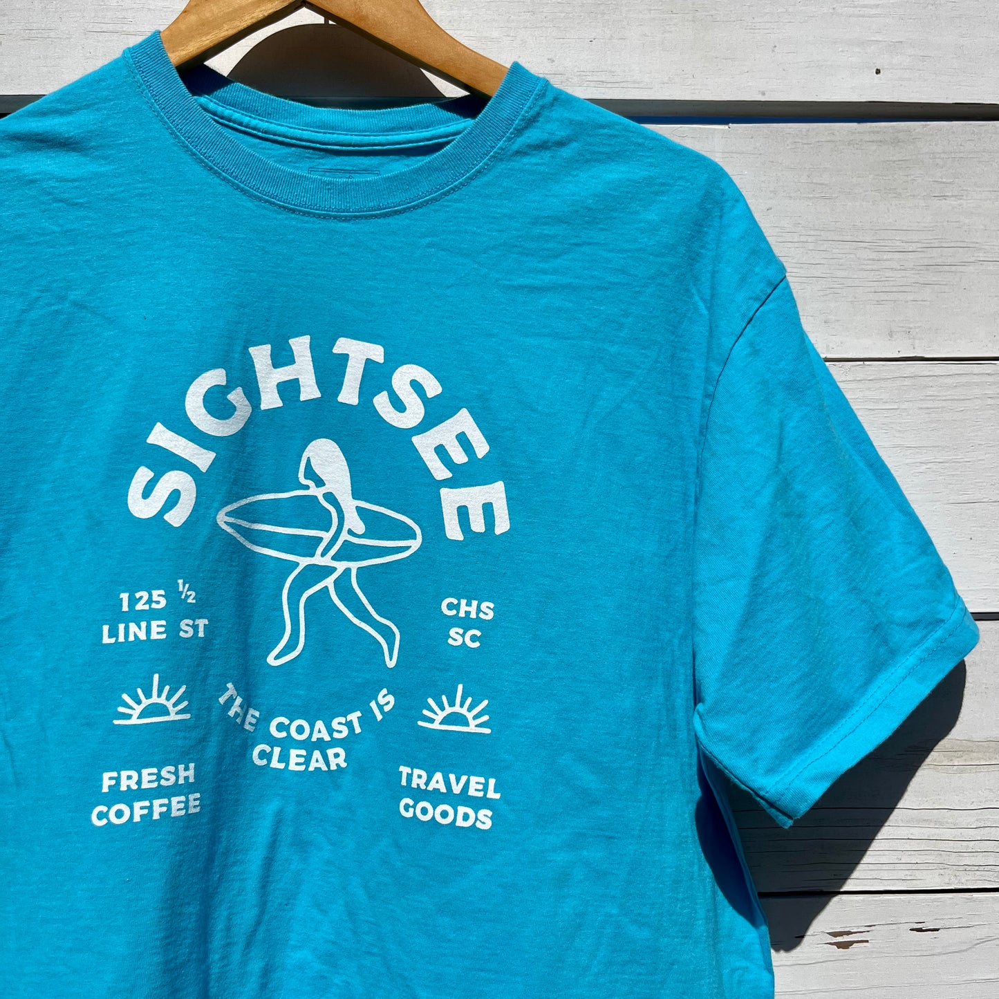 Upcycled Shirt: Bright Blue, L