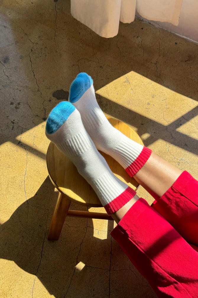 Color Block Girlfriend Socks - Blue Red