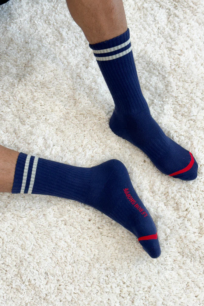 Extended Size Boyfriend Socks - Navy