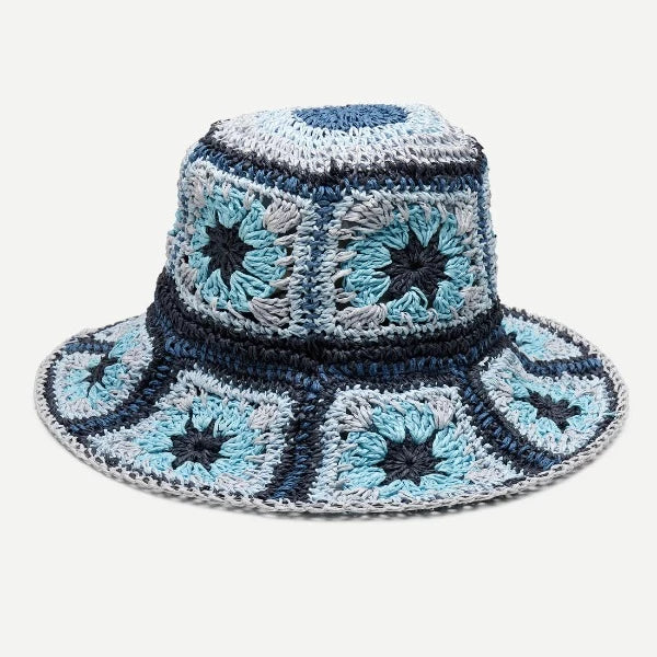 Agnes Hat - Blue Crochet Multi