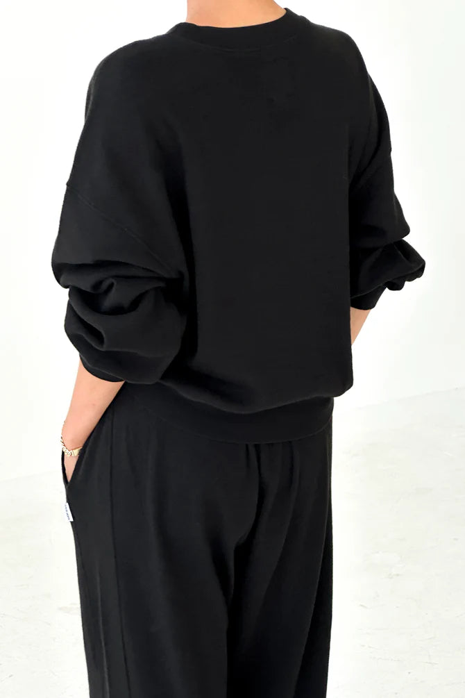 Pointelle Core Sweatshirt - Black