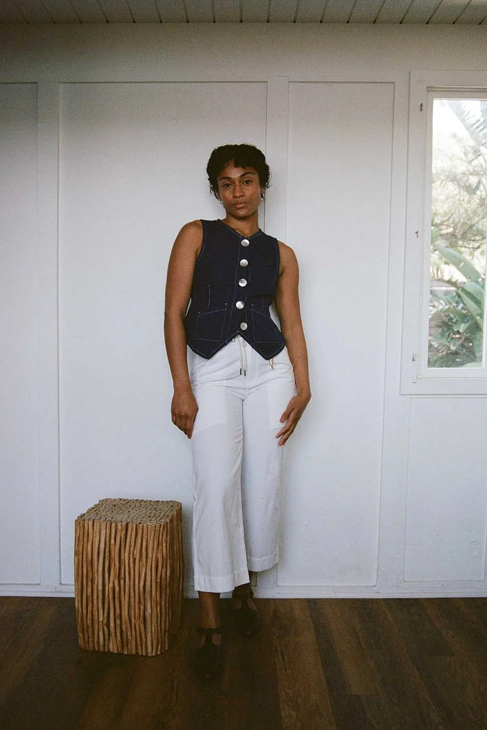 Flared Vest - Navy