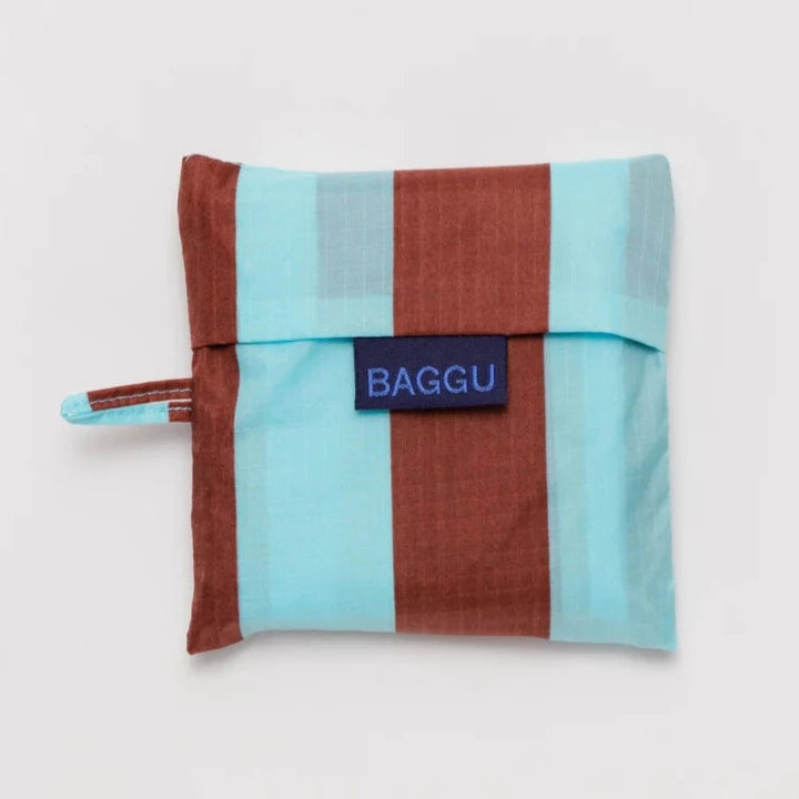 Baggu Reusable Tote: Raisin Awning Stripe