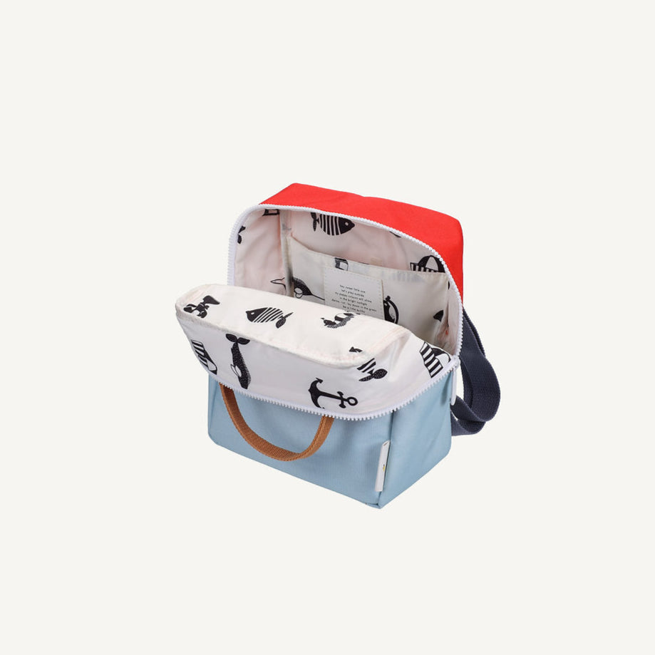 Small Colorblock Backpack | Red hat + Zissou blue