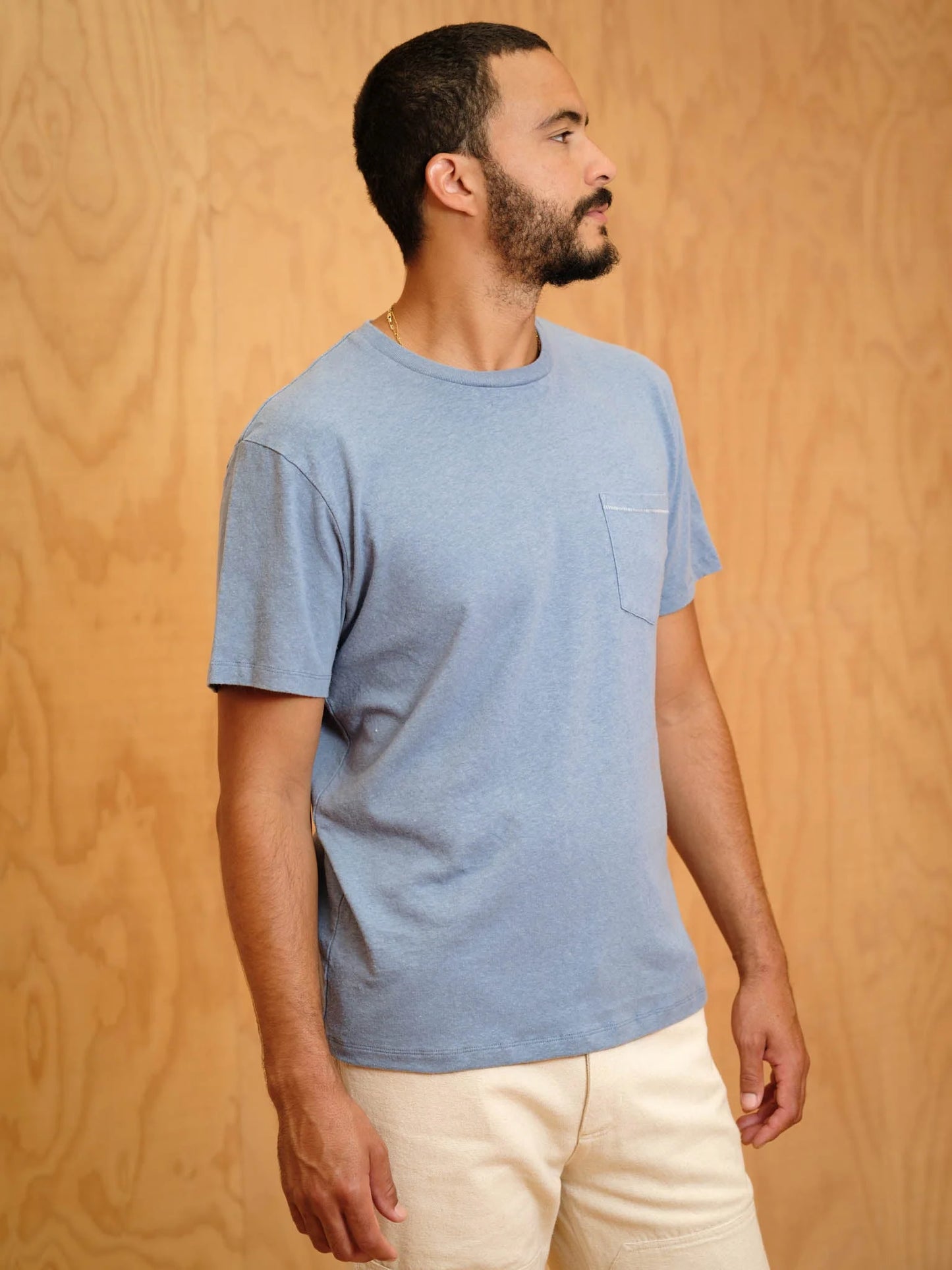 Hemp Pocket Tee - Denim Blue