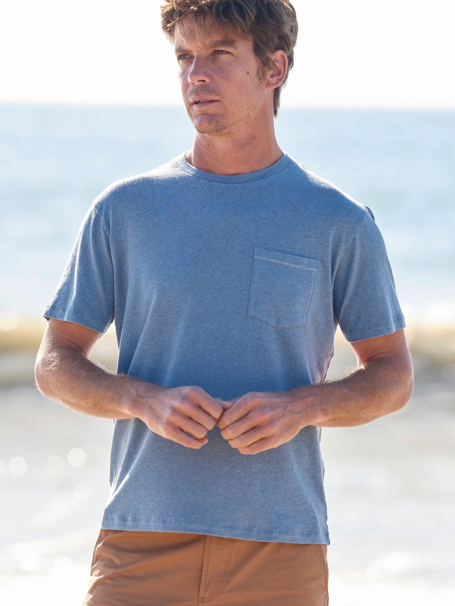 Hemp Pocket Tee - Denim Blue