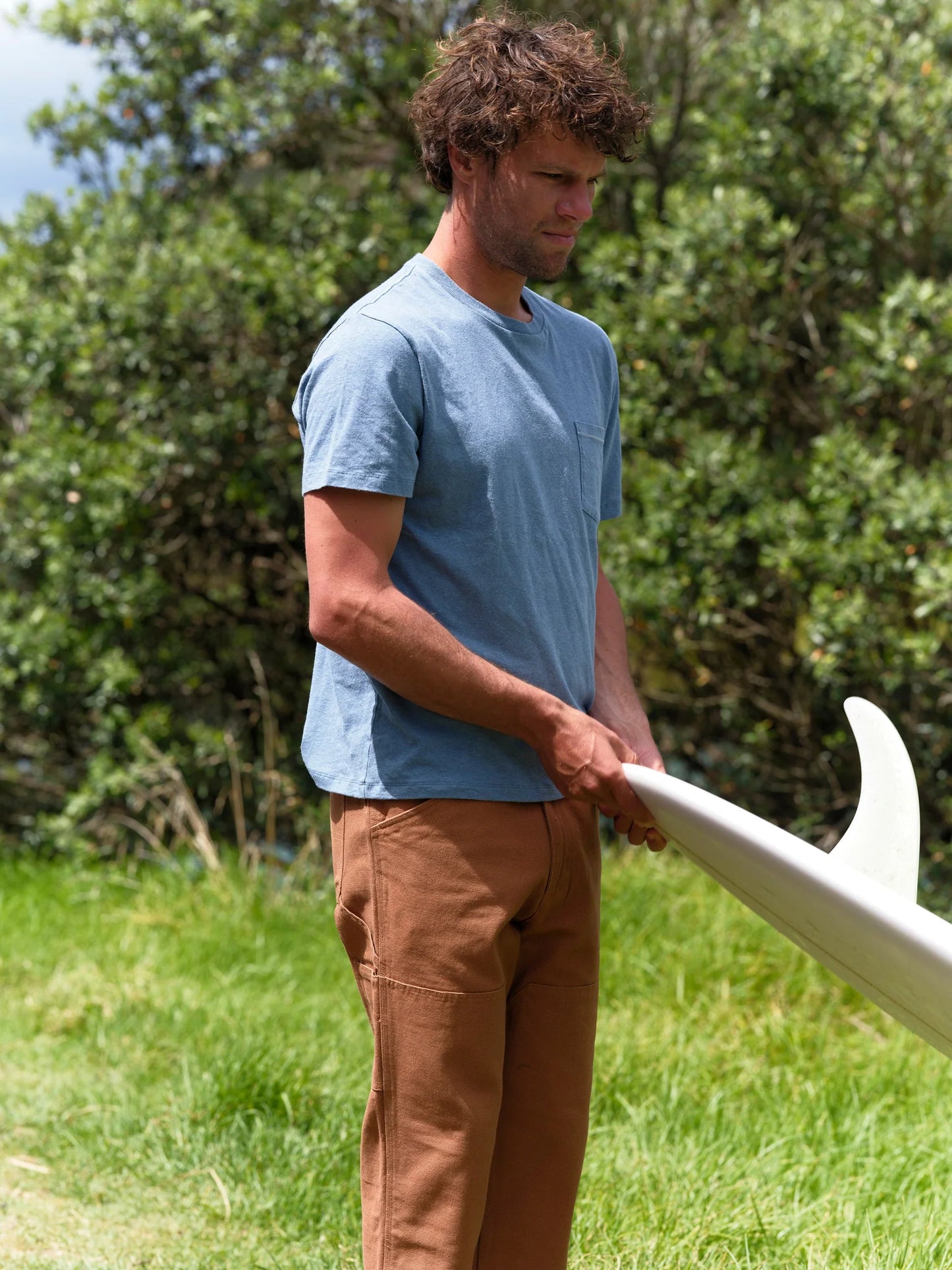 Hemp Pocket Tee - Denim Blue