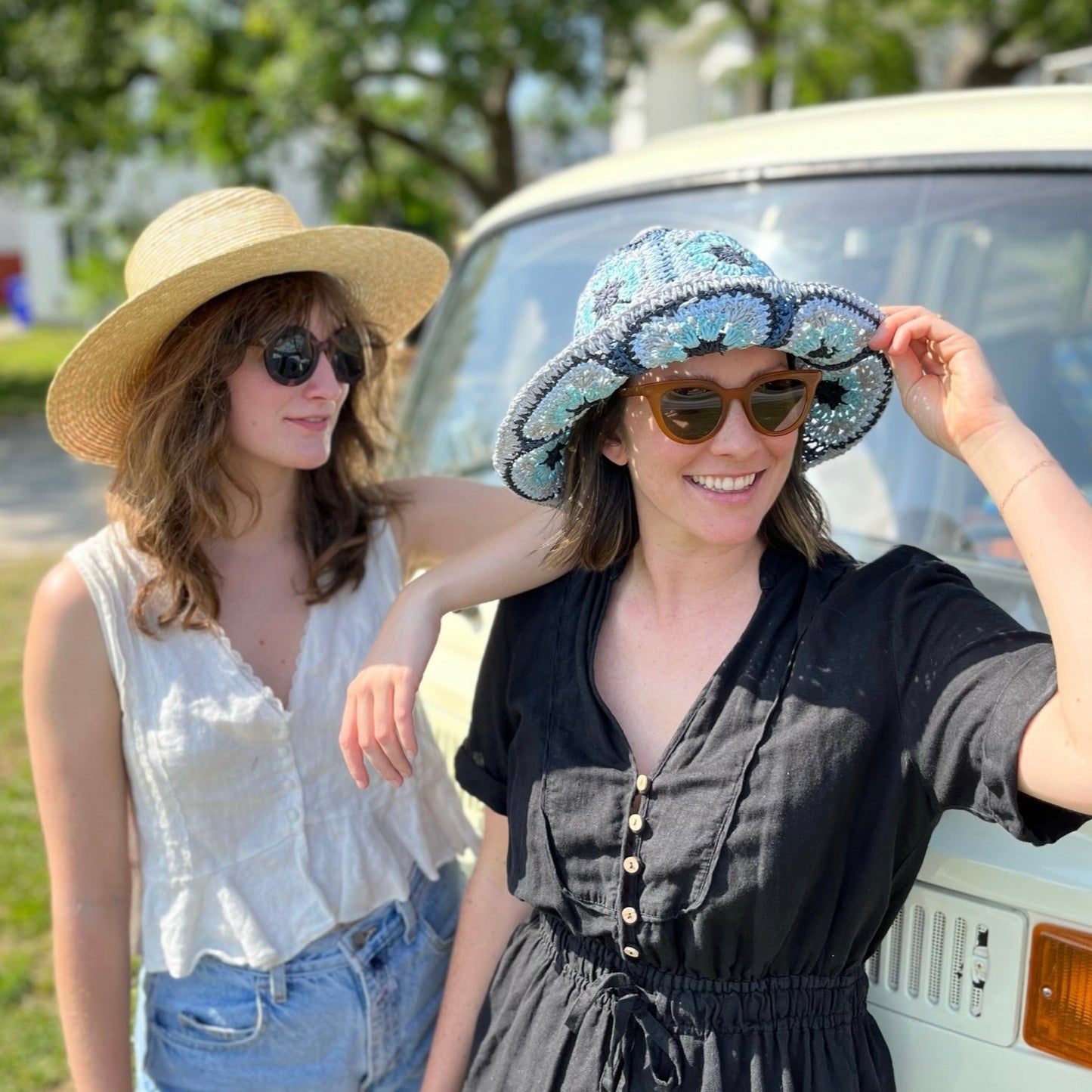 Agnes Hat - Blue Crochet Multi
