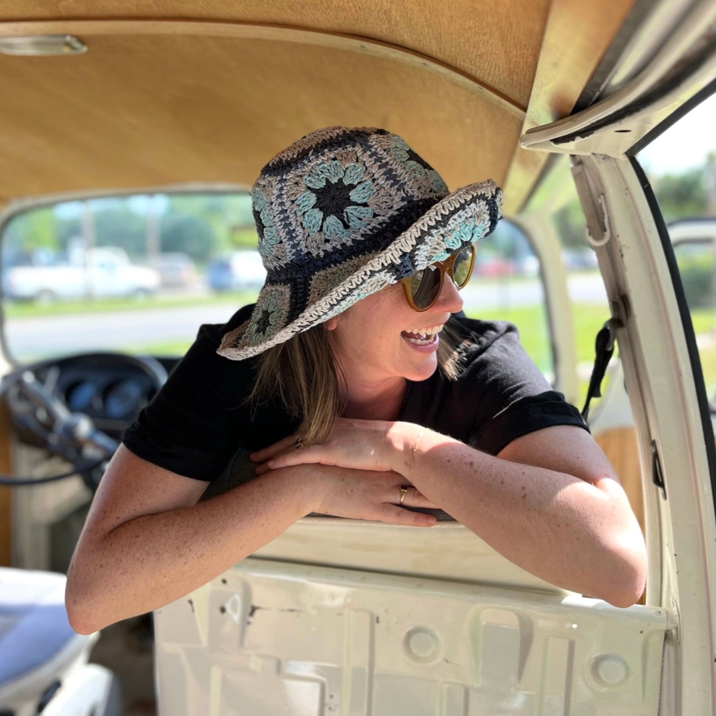 Agnes Hat - Blue Crochet Multi