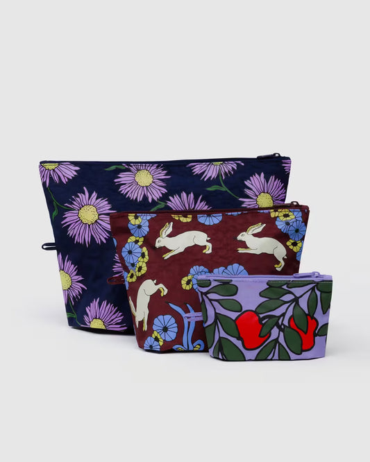 Baggu Go Pouch Set: Night Orchard