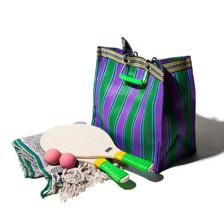Square Stripe Bag - Green + Purple