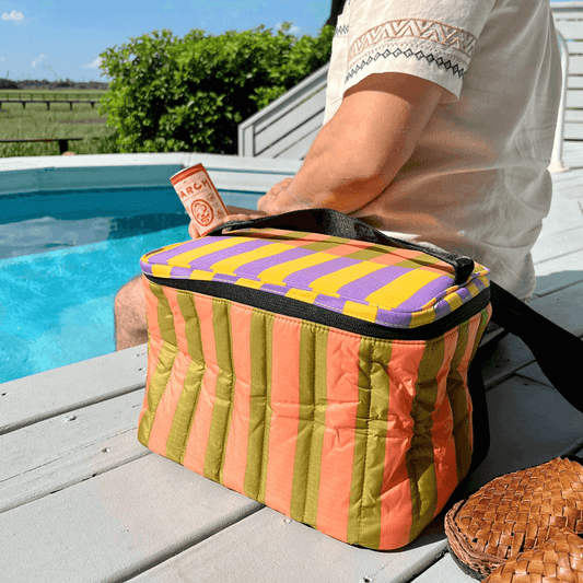 Puffy Cooler Bag - Sunset Quilt Stripe