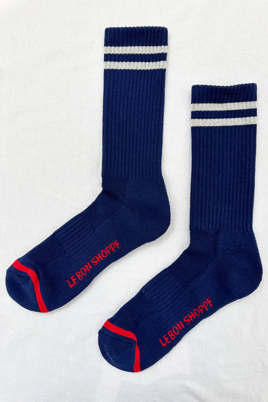 Extended Size Boyfriend Socks - Navy