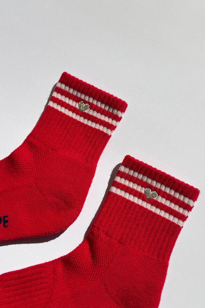 Embroidered Girlfriend Socks - Scarlet + Heart