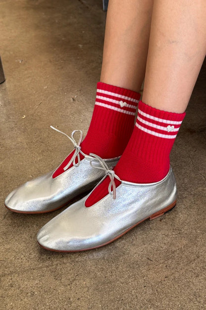 Embroidered Girlfriend Socks - Scarlet + Heart