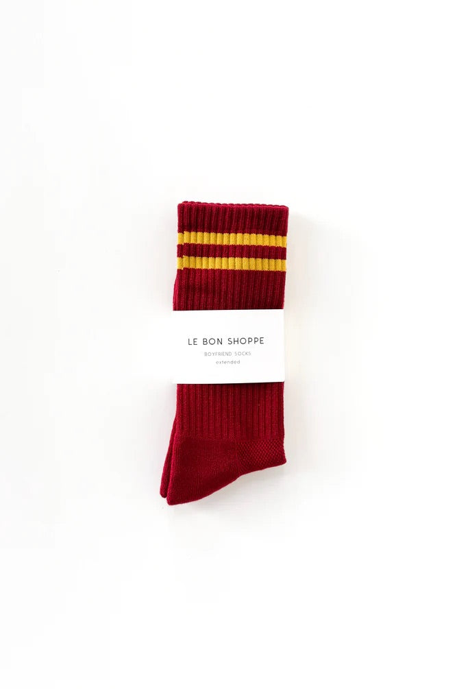 Extended Size Boyfriend Socks - Cardinal
