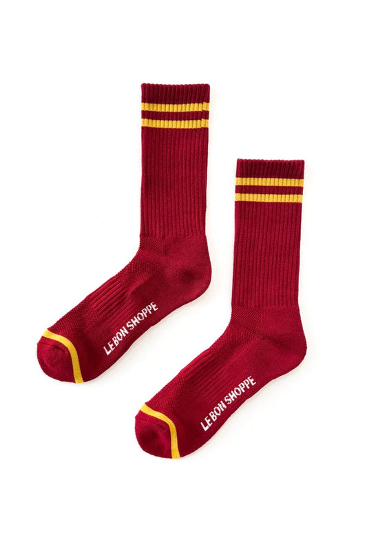 Extended Size Boyfriend Socks - Cardinal