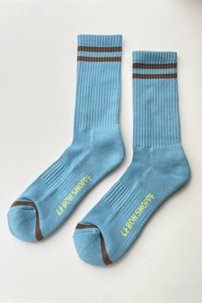 Extended Size Boyfriend Socks - Powder Blue