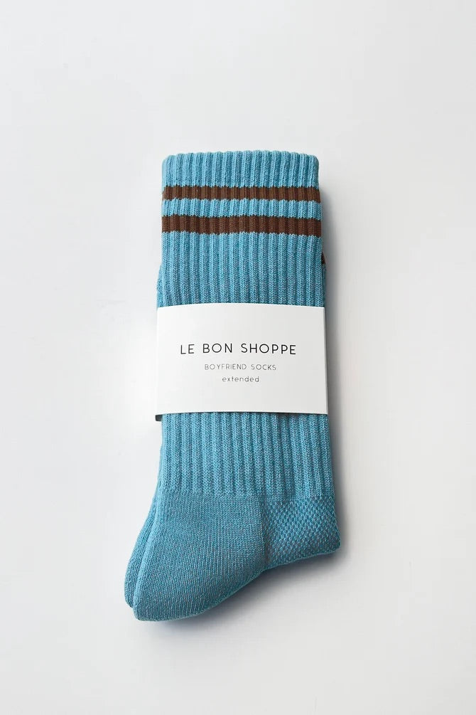 Extended Size Boyfriend Socks - Powder Blue