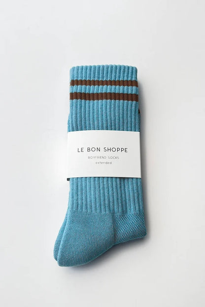 Extended Size Boyfriend Socks - Powder Blue