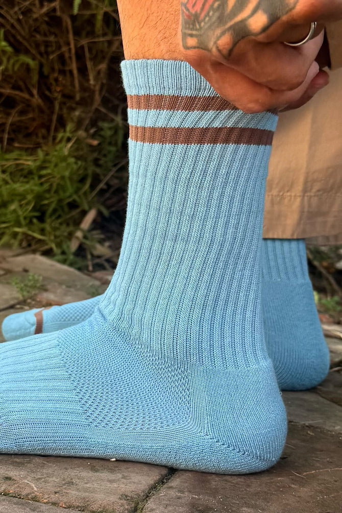 Extended Size Boyfriend Socks - Powder Blue