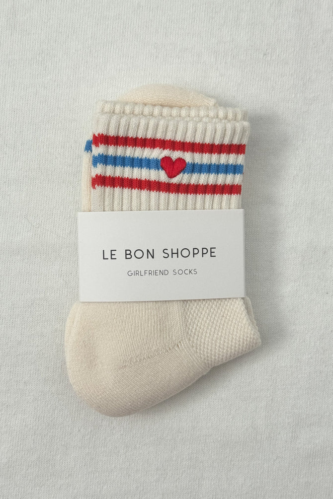 Embroidered Girlfriend Socks - Leche + Heart
