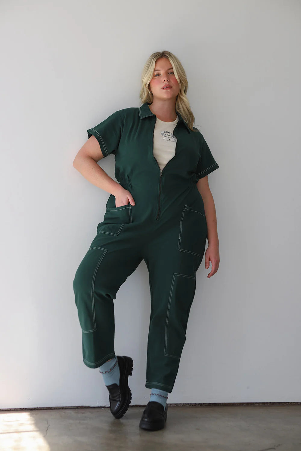 Noble Utility Suit - Hunter Green Contrast Stitch