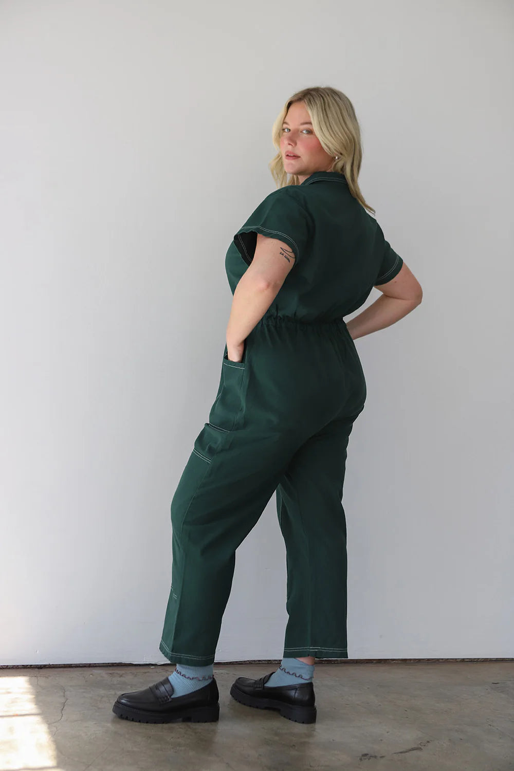 Noble Utility Suit - Hunter Green Contrast Stitch