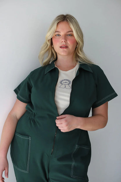 Noble Utility Suit - Hunter Green Contrast Stitch