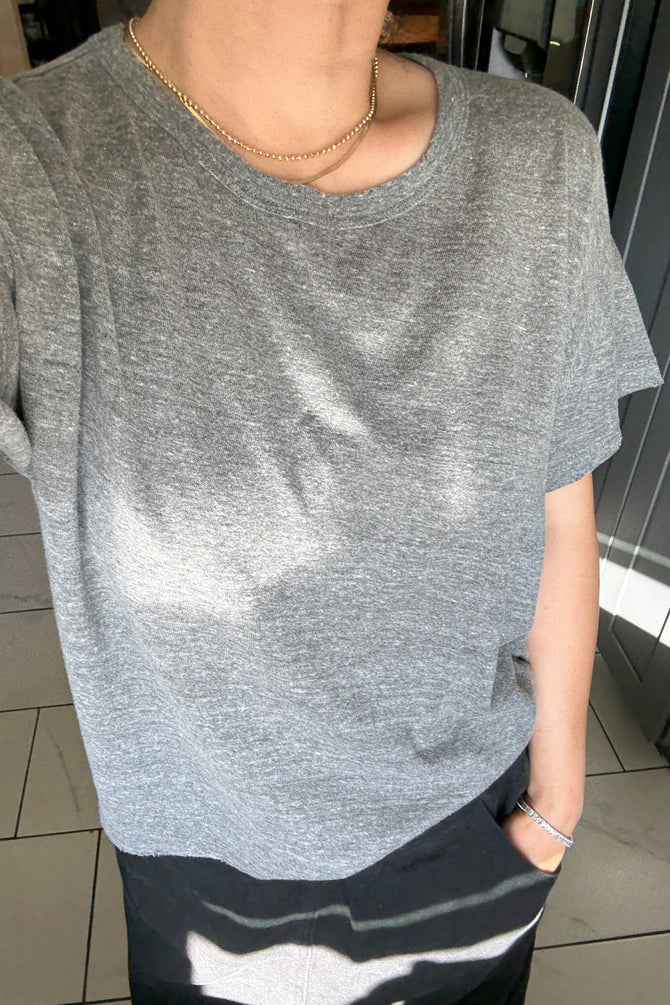 Vintage Fille Tee - Heathered Grey