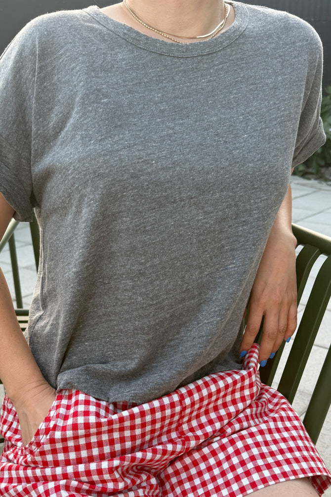 Vintage Fille Tee - Heathered Grey