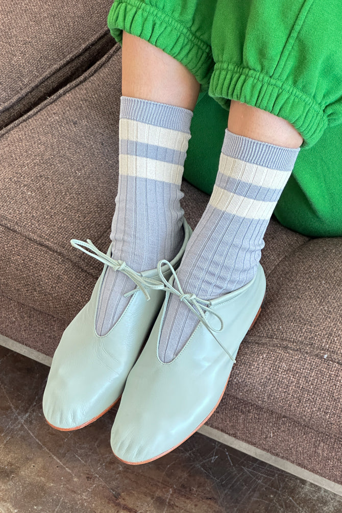 Her Varsity Socks - Stone White