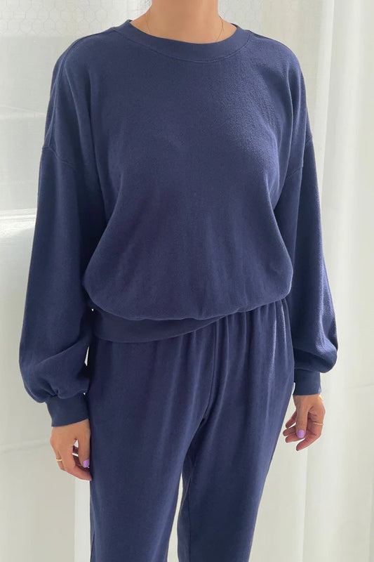 Pointelle Core Sweatshirt - Navy