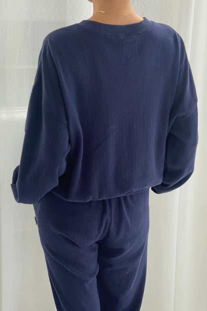 Pointelle Core Sweatshirt - Navy