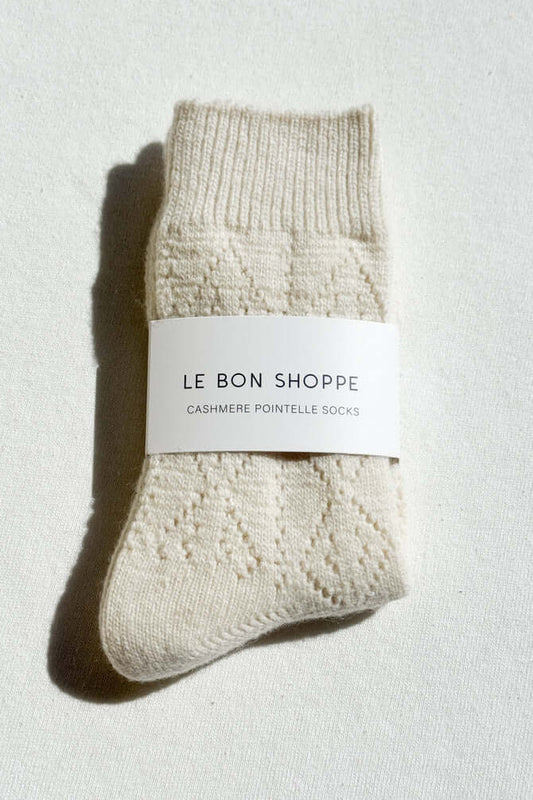 Cashmere Pointelle Socks - Cream