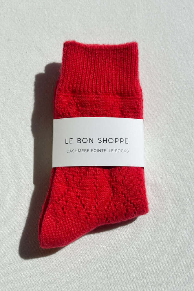 Cashmere Pointelle Socks - Red