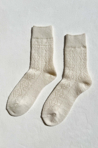 Cashmere Pointelle Socks - Cream