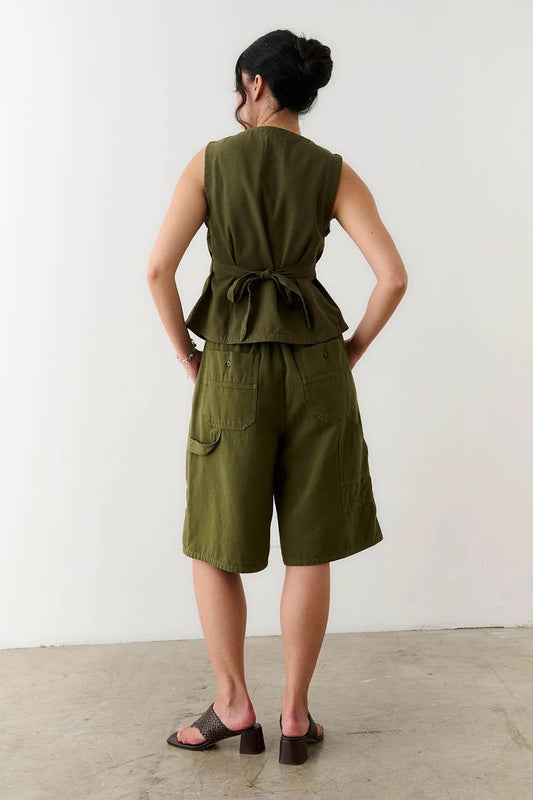 Flared Vest - Olive