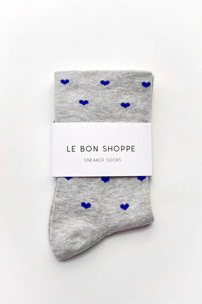 Heart Sneaker Socks - Grey/Cobalt