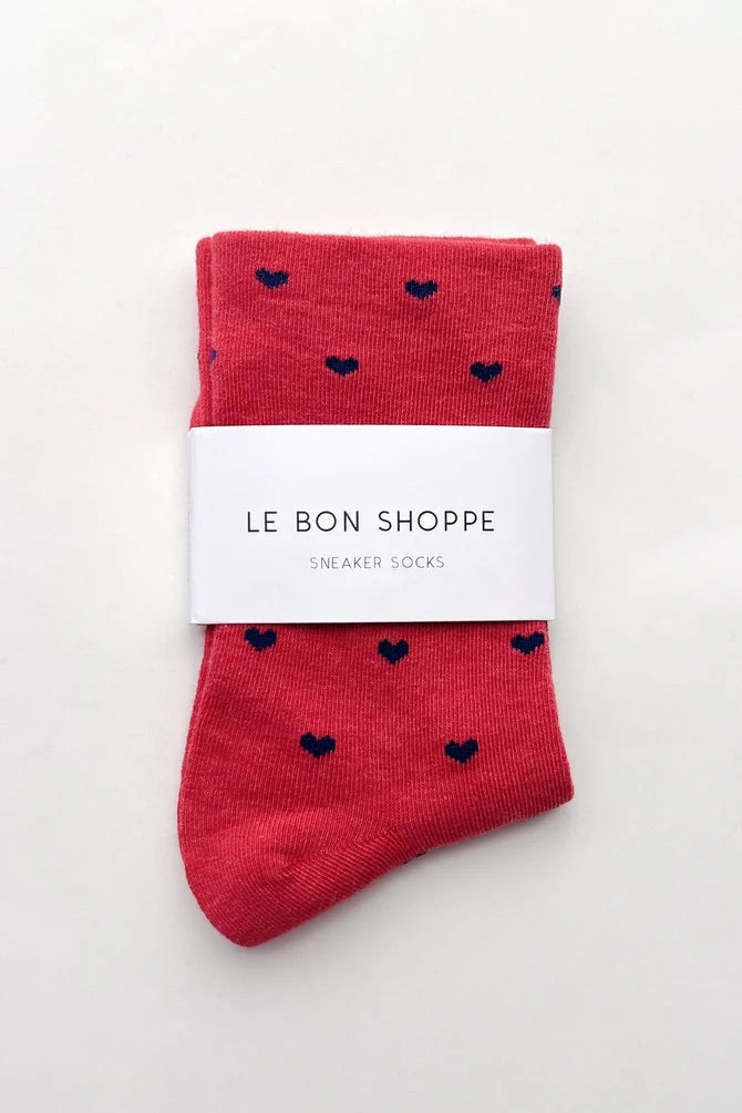 Heart Sneaker Socks - Tomato/Navy