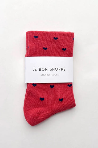 Heart Sneaker Socks - Tomato/Navy