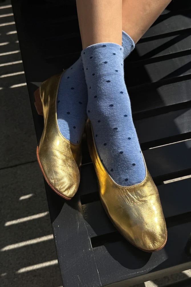 Polka Dot Sneaker Socks - Blue/Navy
