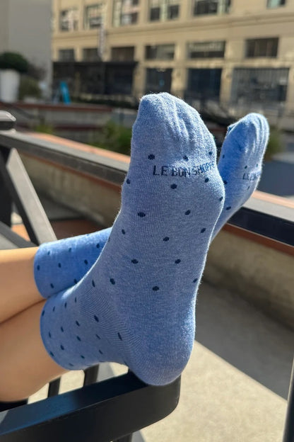 Polka Dot Sneaker Socks - Blue/Navy
