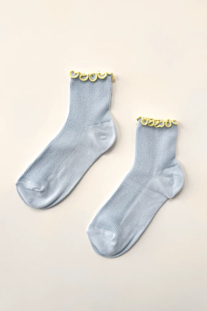 Petite Ruffled Modal Socks - Baby Blue