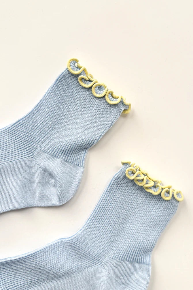 Petite Ruffled Modal Socks - Baby Blue